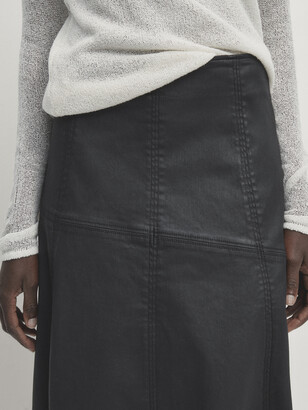 【Massimo Dutti】Maltinto wash midi skirt with seam details Massimo Dutti MALTINTO WASH MIDI WITH SEAM DETAILS - A-line