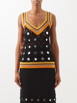 Thumbnail for your product : Wales Bonner Marimba Mirror-embellished Cotton-crochet Top - Black Multi
