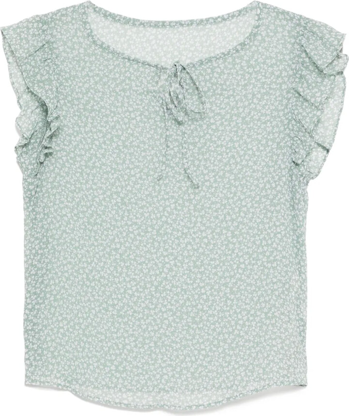 To b. by agnès b. Clover Print Frill blouse