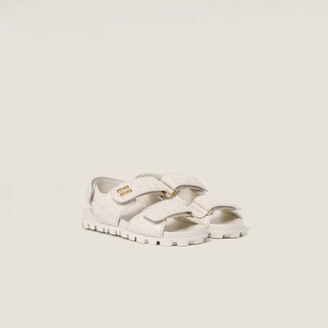 Miu Miu Matelassé nappa leather cork heel sandals - ShopStyle