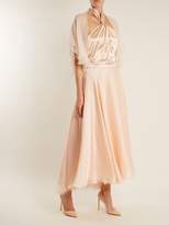 Thumbnail for your product : Lanvin Twisted Halterneck Silk Midi Dress - Womens - Light Pink