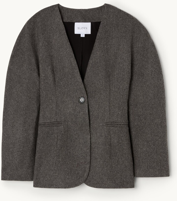 Sloan The Circular-sleeve Wool Blazer Grey 1