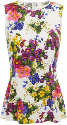 Dolce & Gabbana Floral-print Stretch-silk Crepe De Chine Top