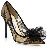 Thumbnail for your product : Jimmy Choo Duchess Lace & Suede Point-Toe Pump