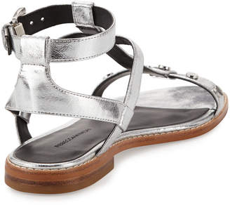 Rebecca Minkoff Sandy Studded Strappy Flat Sandal, Silver