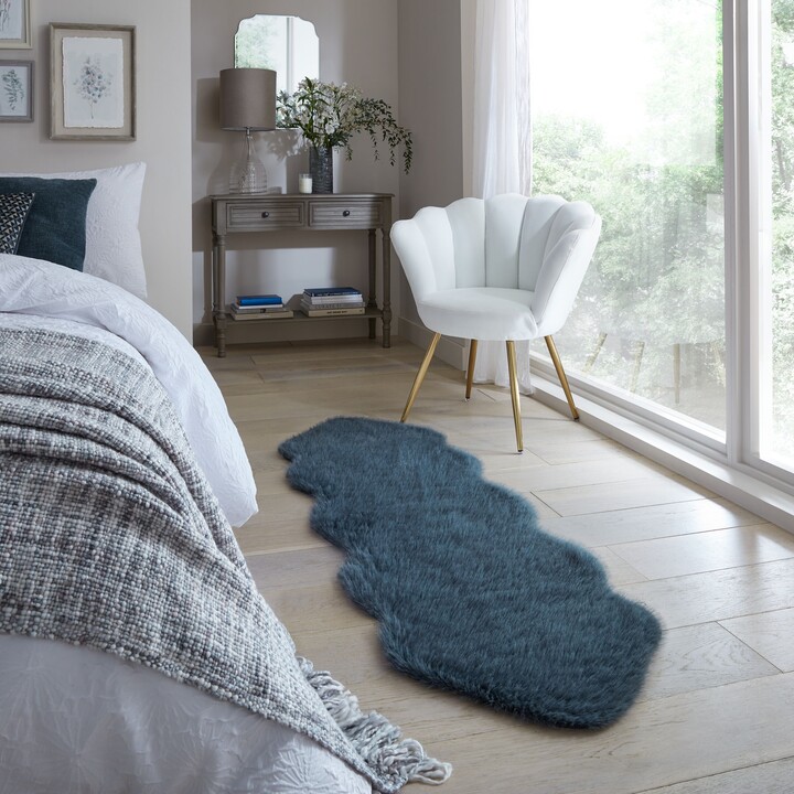 Dunelm Whistler Faux Fur Double Pelt Rug Blue ShopStyle