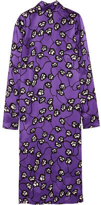Marni Printed Satin-jacquard Midi Dress - Purple