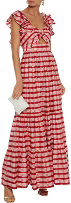 Diane von Furstenberg Shea Twist-front Cutout Checked Organza Maxi Dress