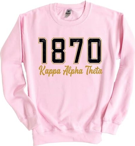 Kite and Crest Kappa Alpha Theta Sweatshirt - Theta Greek Identity Sorority Crewneck Sweatshirt Light Pink