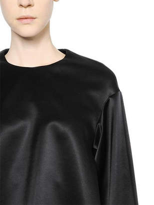 Ellery Cropped & Flared Silk Satin Top