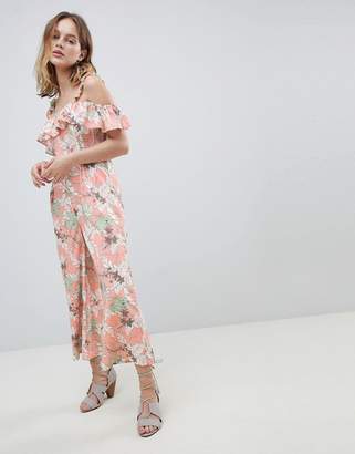 Glamorous Petite Jumpsuit With Ruffle Layer In Floral