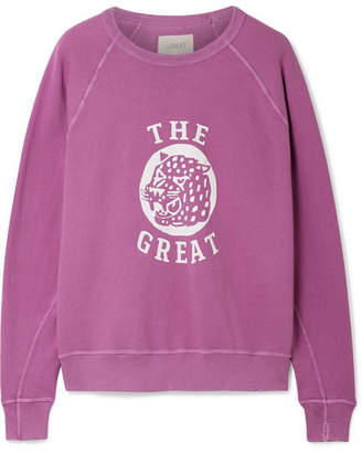 The Great The College Distressed Printed Cotton-terry Sweatshirt
