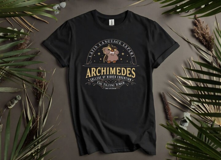 MINISO The Sword in The Stone Tee Archimedes Graphic Print "Latin Language Expert" Design 100% Cotton Must - Have for Disney Fans