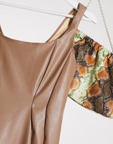 Thumbnail for your product : Flounce London Club PU bodycon dress in mink
