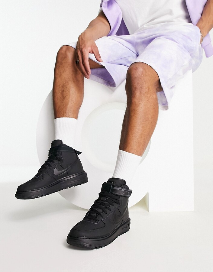 Nike Air Force 1 sneaker boots in triple black - BLACK - ShopStyle