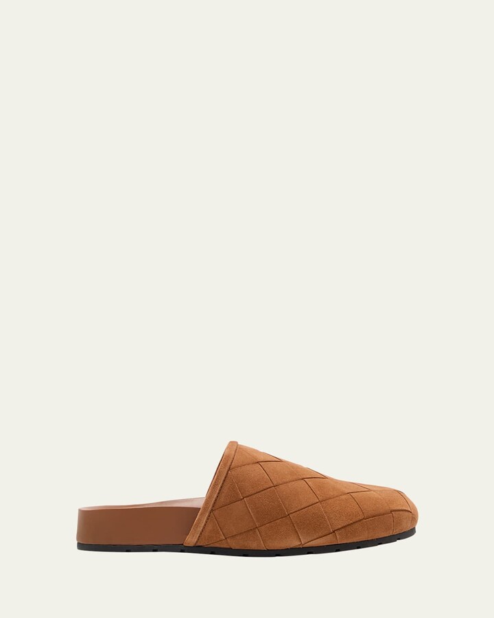 Bottega Veneta Reggie Woven Suede Slipper Mules