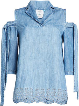 Sjyp Denim Top with Cut-Out Shoulders