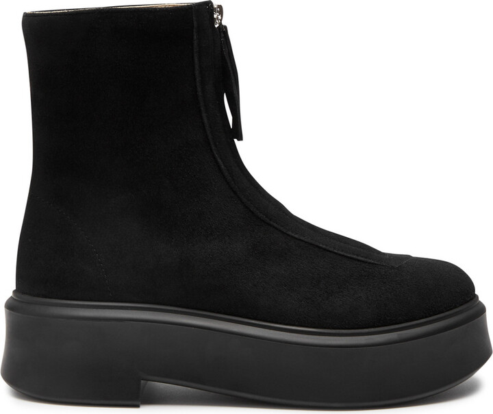 The Row Zipped 1 Suede Ankle Boots