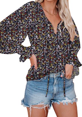 Women Women Tunic Cardigan Tees Pullovers Blouses Drawstring Blouses Solid  Blouse Tops Floral Print Puff Linen Shirts for Women Bulk Tshirts for  Printing Wholesale
