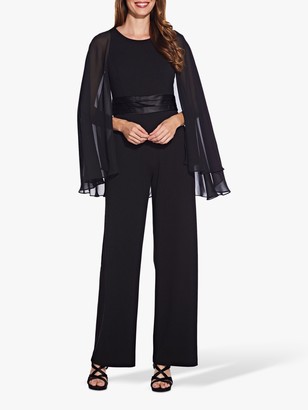Adrianna Papell Long Cape Sleeve Jumpsuit, Black