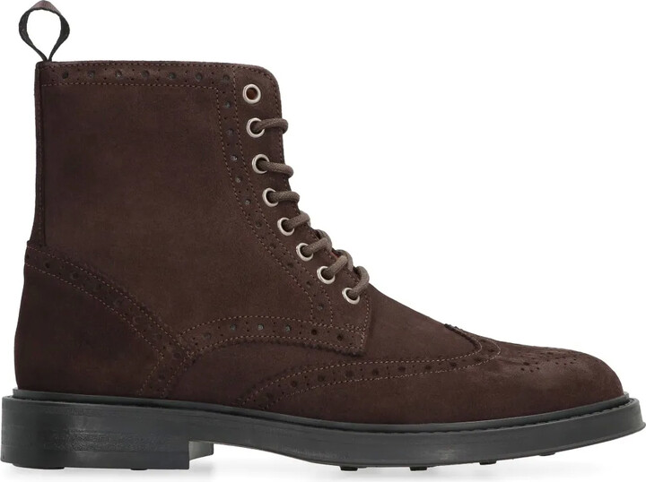 Bruno Magli Brogued Suede Ankle Boots