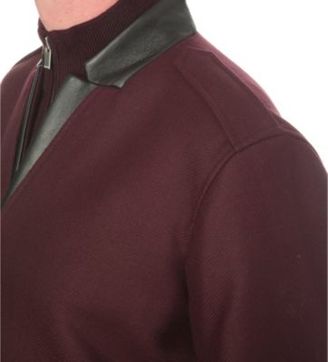 The Kooples Leather-trim wool-blend jacket