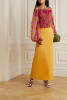 Thumbnail for your product : Caroline Constas Sage Off-the-shoulder Smocked Printed Silk-chiffon Top - Pink