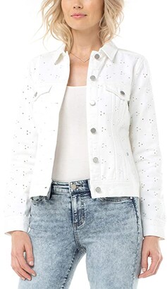 white eyelet denim jacket