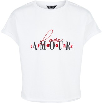 New Look Girls Love Amour Flocked Slogan T-Shirt