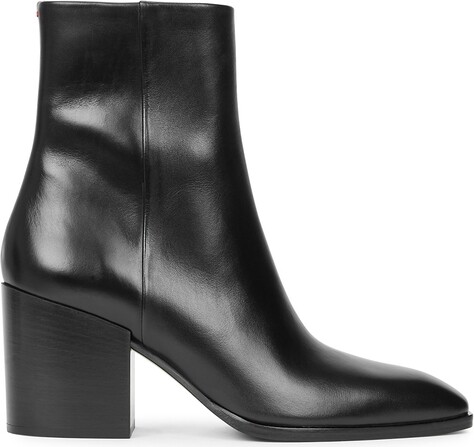 Aeyde Leandra 80 Black Leather Ankle Boots - 3 - ShopStyle