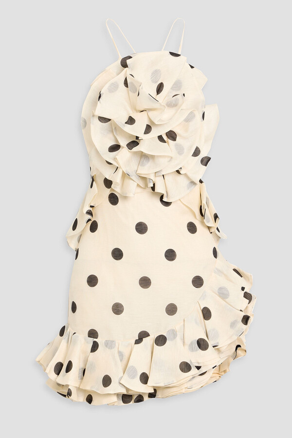 Zimmermann Ruffled polka-dot linen and silk-blend gauze mini dress