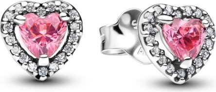 Pandora Sterling Silver Pink Heart Stud Earrings