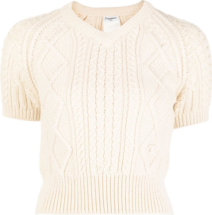 Chanel Pre Owned 1996 Short-Sleeved Cable-Knit Top - ShopStyle