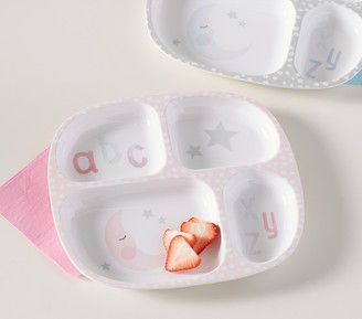 Pottery Barn Kids ABC Moon- Star Divided Plate - Pink