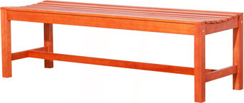 August Grove Emilio Reddish Brown Tropical Wood Armless Garden Bench For 3 Seaters