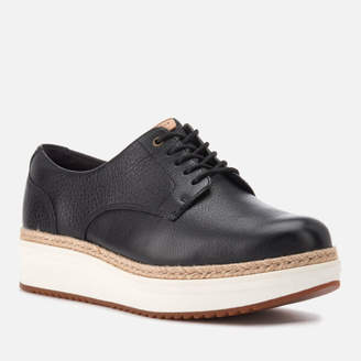 Clarks Women's Teadale Rhea Leather Flatform Oxford Shoes - Black