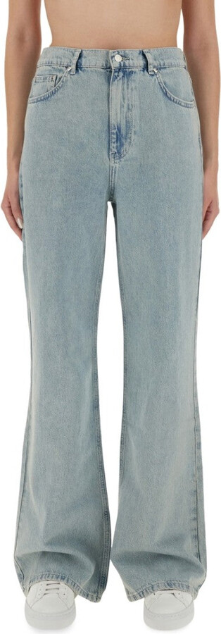 Wide-Leg Light Blue Denim Jeans