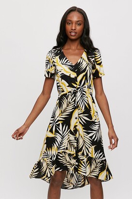 Dorothy Perkins Womens Ochre And Black Tropical Shirt Dress