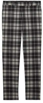 Burberry Slim Fit Tartan Wool Cashmere Tailored Trousers