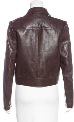 Michael Kors Leather Zip-Up Jacket