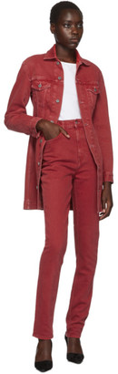 Helmut Lang Red Femme Spikes Comfort Jeans