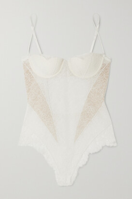 White Lace Cupped Bodysuit –