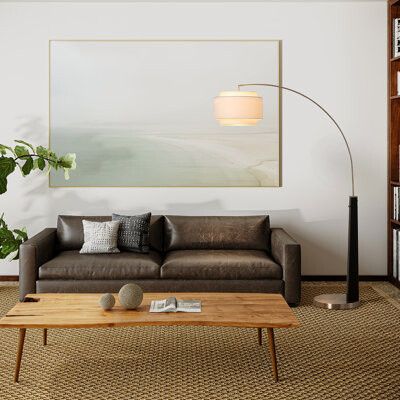 Nova of California Coronado 1 Light Arc Floor Lamp - Matte Black & Satin Nickel