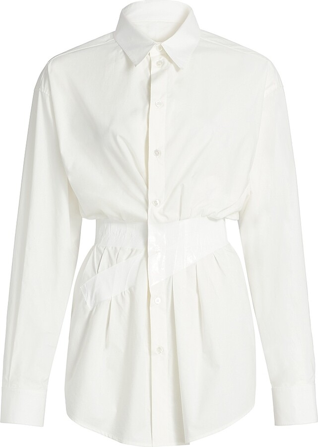 MM6 MAISON MARGIELA Women's Taped Cotton Button-Front Shirt - Off White - Size 0