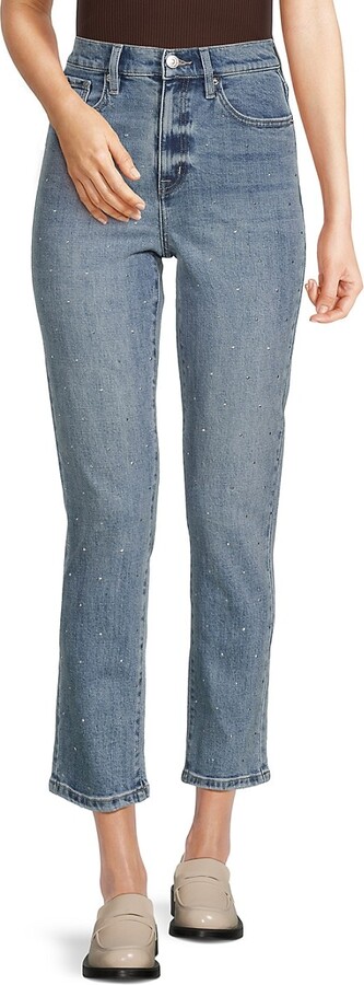 Embellished Slim Straight Ankle Jeans