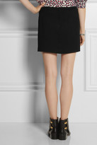 Thumbnail for your product : Maje Diddle leather-trimmed twill mini skirt