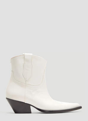 Maison Margiela Leather Cowboy Boots in White