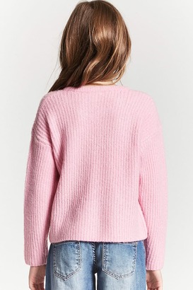 FOREVER 21 girls Girls Rose Embroidered Sweater (Kids)