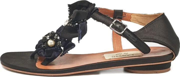 LANVIN Pre-Owned Ribbon-Embellishment Sandals