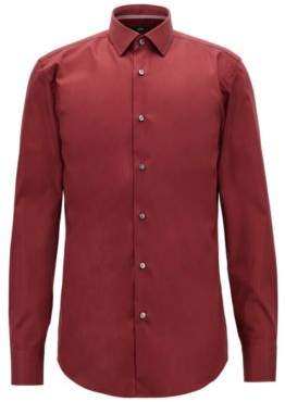 BOSS Hugo Easy-iron slim-fit shirt in Austrian cotton poplin 15.5 Dark Red
